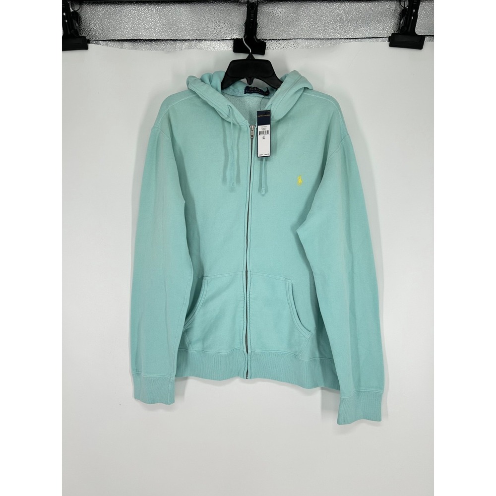 Polo Ralph Lauren Hoodie Mens Size XL Aqua Classic Fit Pony Logo Full Zip